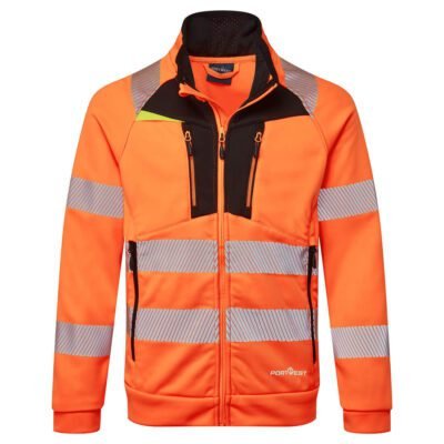 Portwest DX477 DX4 Hi-Vis Funnel Neck Zipped Sweatshirt