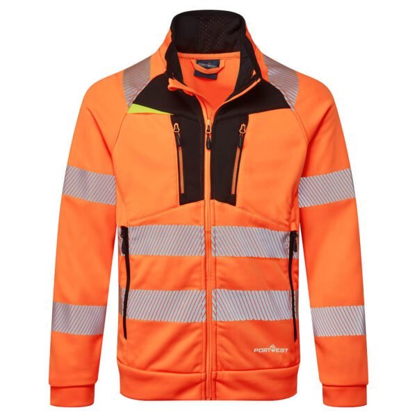 Portwest DX477 DX4 Hi-Vis Funnel Neck Zipped Sweatshirt