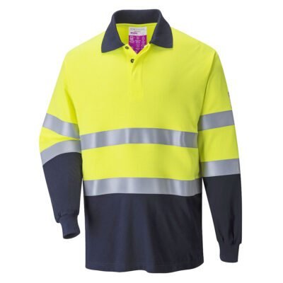 Portwest FR74 Modaflame Knit Hi-Vis Constrast FR Long Sleeve Polo Shirt