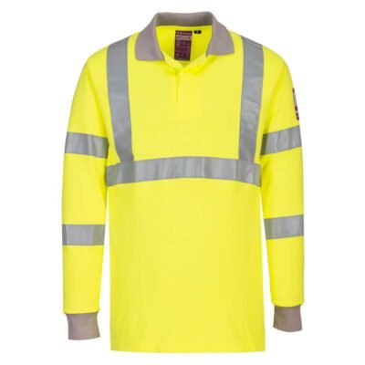 Portwest FR77 Modaflame Knit Hi-Vis FR Long Sleeve Polo Shirt