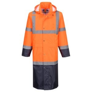 Portwest H446 Hi-Vis Contrast Raincoat 122cm