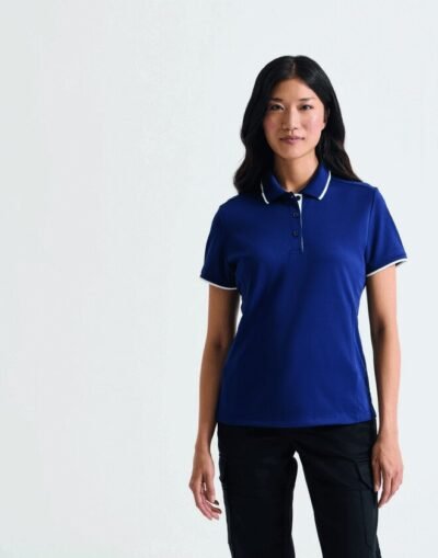Premier Workwear LADIES CONTRAST TIPPED COOLCHECKER POLO SHIRT
