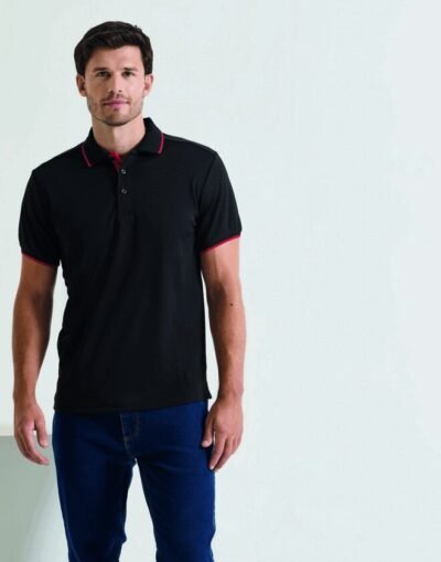 Premier Workwear MENS CONTRAST TIPPED COOLCHECKER POLO SHIRT