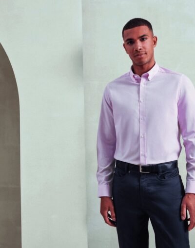 Premier Workwear MENS COTTON RICH OXFORD STRIPES SHIRT