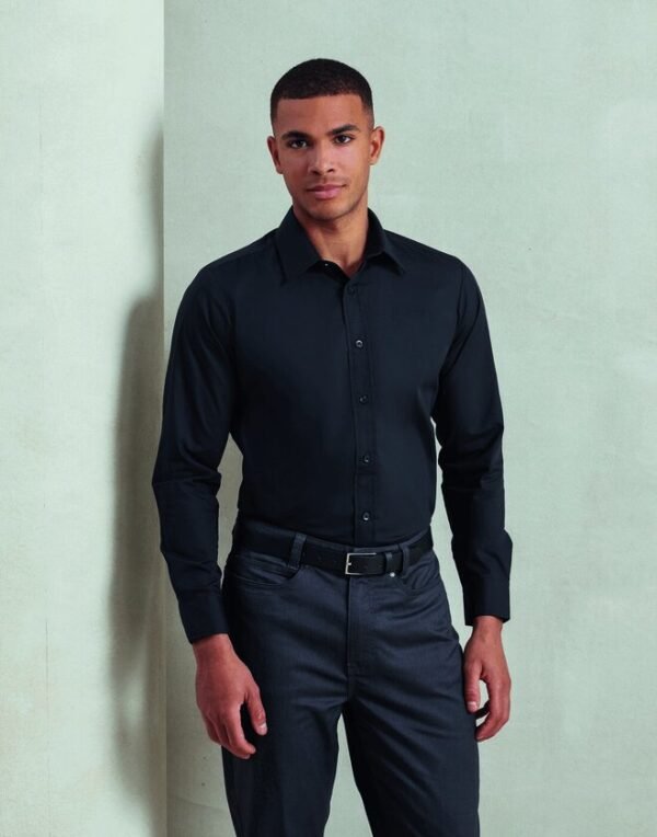 Premier Workwear MENS LONG SLEEVE FITTED POPLIN SHIRT