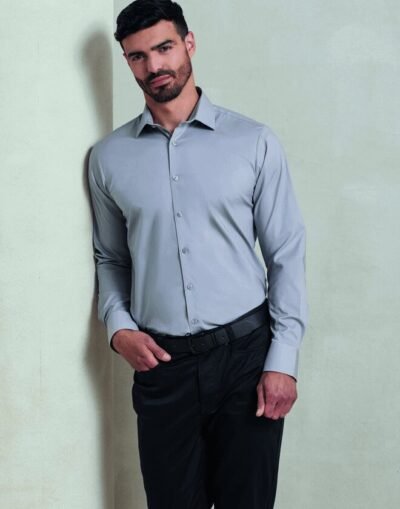 Premier Workwear MENS STRETCH POPLIN LONG SLEEVE SHIRT