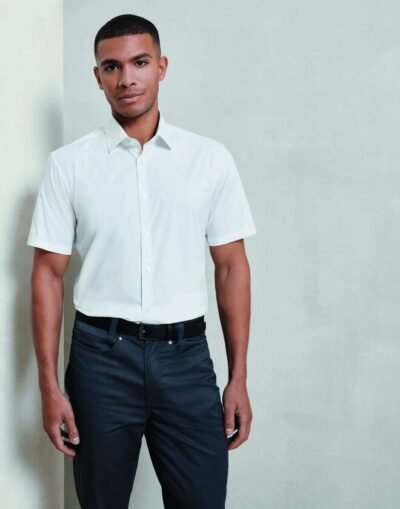 Premier Workwear MENS STRETCH POPLIN SHORT SLEEVE SHIRT