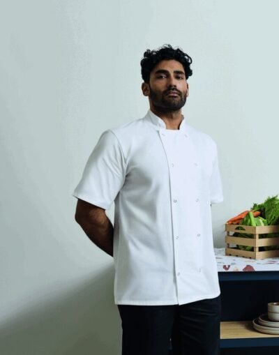Premier Workwear PR664 Stud Short Sleeve Chef Jacket