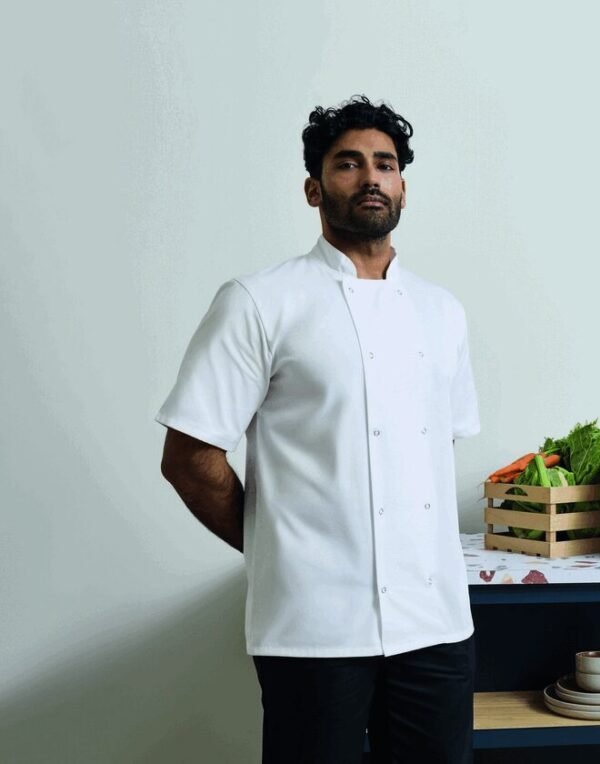 Premier Workwear PR664 Stud Short Sleeve Chef Jacket
