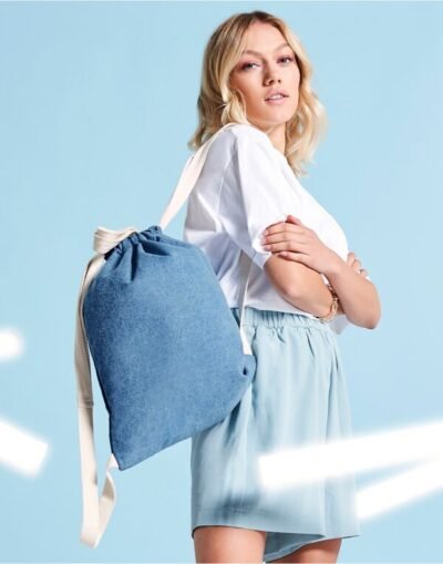 Bagbase Denim Gymsac — Custom Embroidery Available