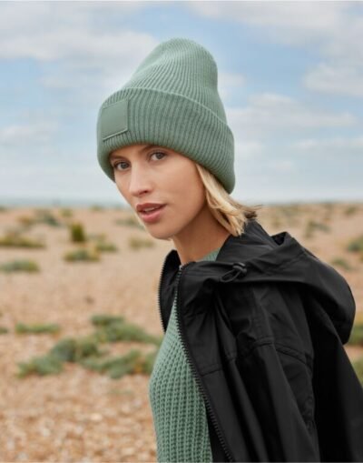 Beechfield Deep Cuffed Tonal Patch Beanie — Custom Embroidery Available