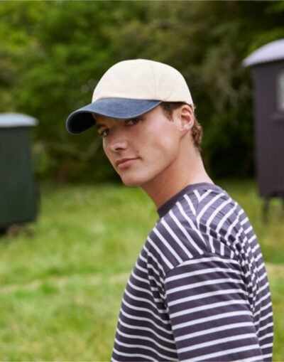 Beechfield Contrast Peak Low Profile Vintage Cap — Custom Embroidery Available