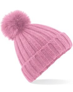 Beechfield Verbier Faux Fur Pop Pom Chunky Beanie