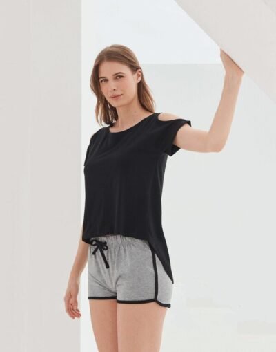 SF Clothing LADIES DROP TAIL SHOULDER DETAIL T-SHIRT