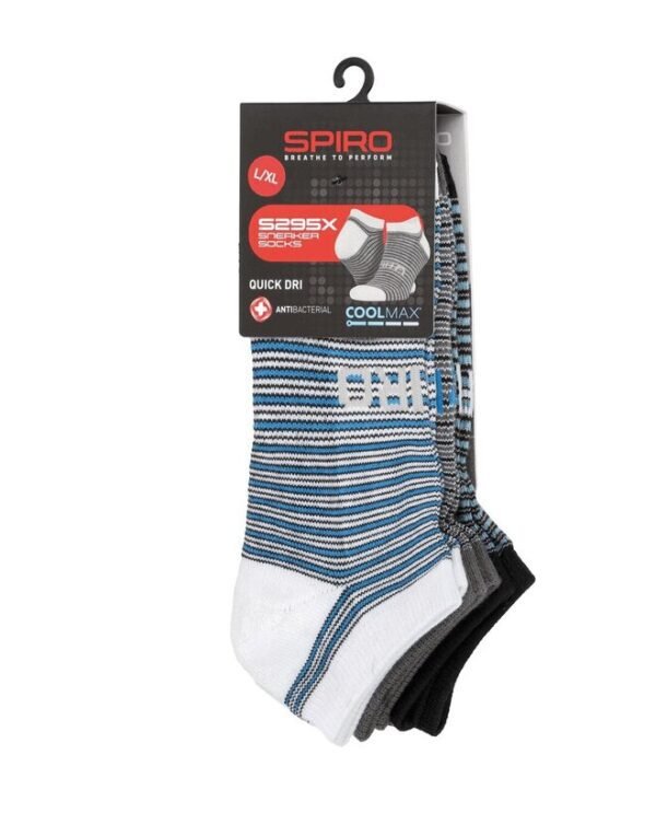 Spiro R295 Mixed Stripe Sneaker Socks (3 Pack)