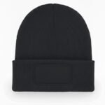 Uneek UC411 Rectangular Patch Beanie - Black | Custom Printed and Embroidered