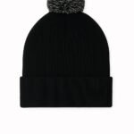 Uneek UC413 Pom Pom Beanie - Black/Graphite Grey | Custom Printed and Embroidered