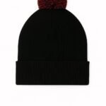 Uneek UC413 Pom Pom Beanie - Black/Red | Custom Printed and Embroidered