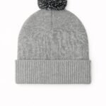 Uneek UC413 Pom Pom Beanie - Heather Grey/Black | Custom Printed and Embroidered