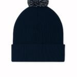 Uneek UC413 Pom Pom Beanie - Navy/Light Grey | Custom Printed and Embroidered