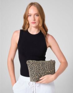 Westford Mill LEOPARD PRINT CANVAS ACCESSORY BAG