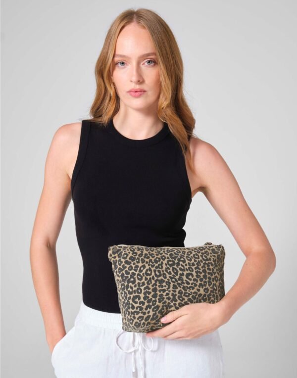 Westford Mill LEOPARD PRINT CANVAS ACCESSORY BAG