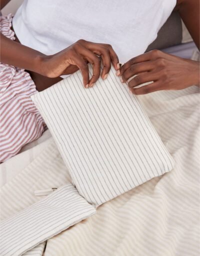 Westford Mill W253 Striped Organic Cotton Accessory Pouch