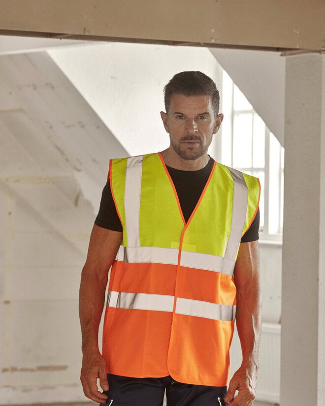 Yoko YK053 Hi-Vis Two Tone Waistcoat by Yoko — embroidered & printed workwear