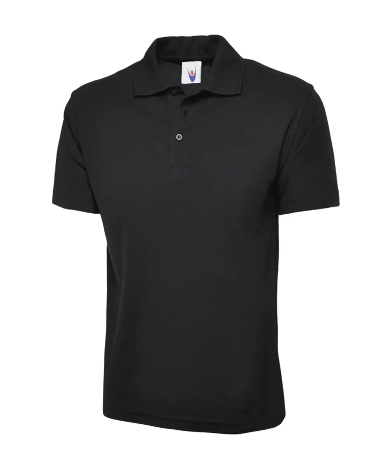 Uneek Clothing UC101 Classic Polo Shirt in Black, front view